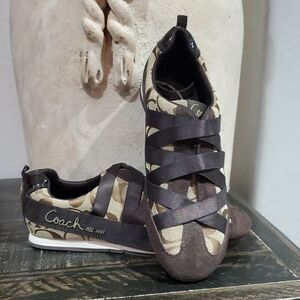 Coach Signature Brown and Tan Casual Sneakers City Luxury Designer Classic Mob